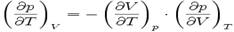 \left ( \frac \right )_V = - \left ( \frac \right )_p \cdot \left ( \frac \right )_T   